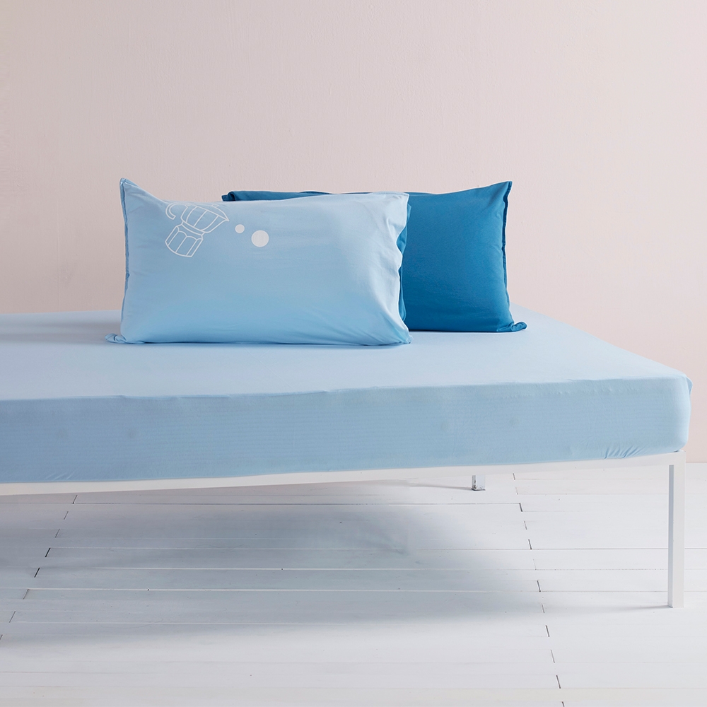 （最後限搶）純棉素面特大床包-淺蔚藍產品圖
