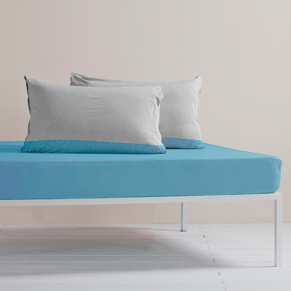純棉素面特大床包-晴空藍產品圖