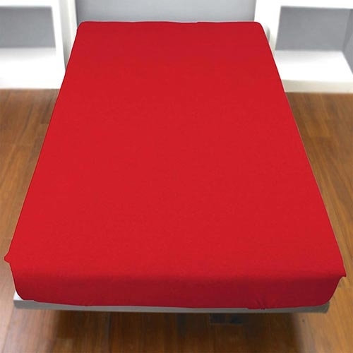 純棉素面特大床包-紅產品圖