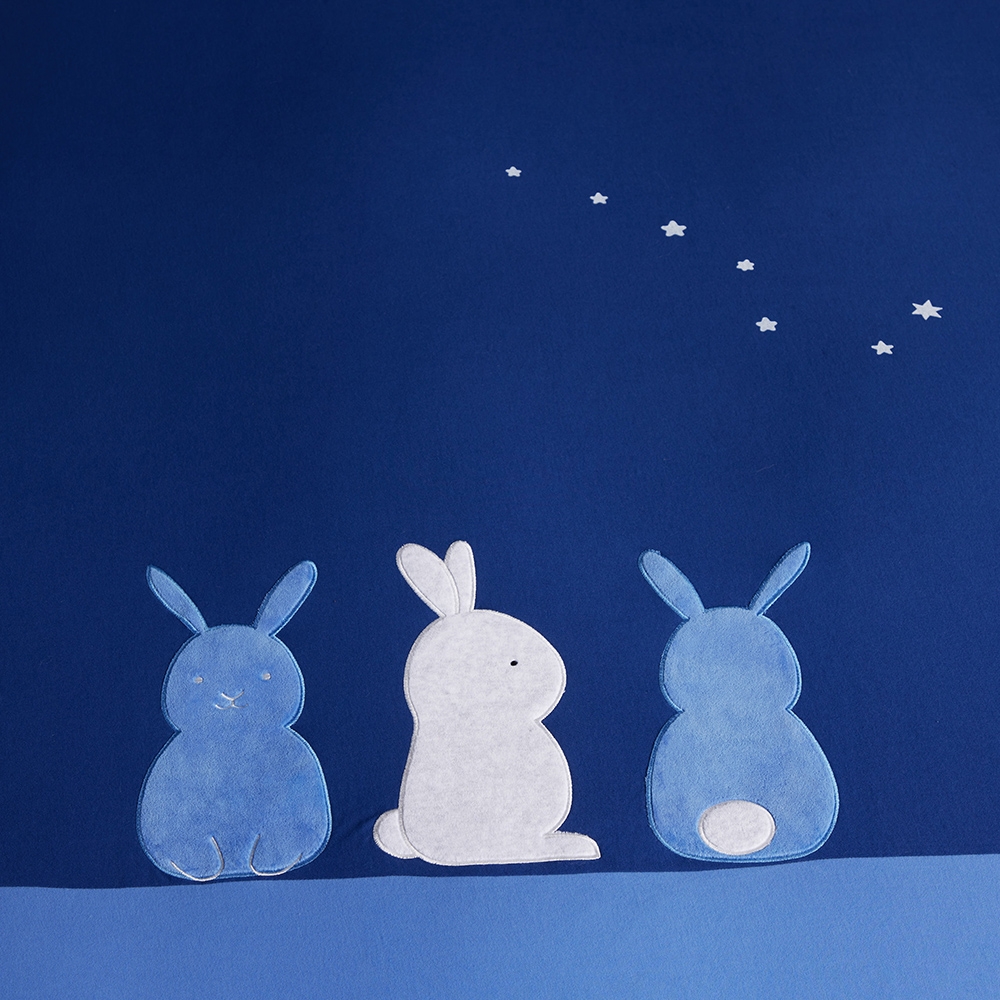 夜空兔 單人被套+枕套二件組-午夜藍產品圖