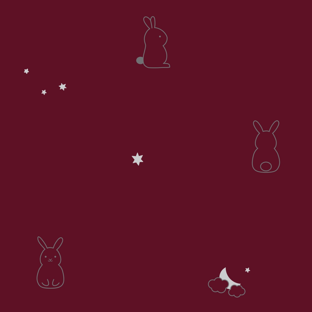 純棉兔子印花雙人床包-酒紅產品圖