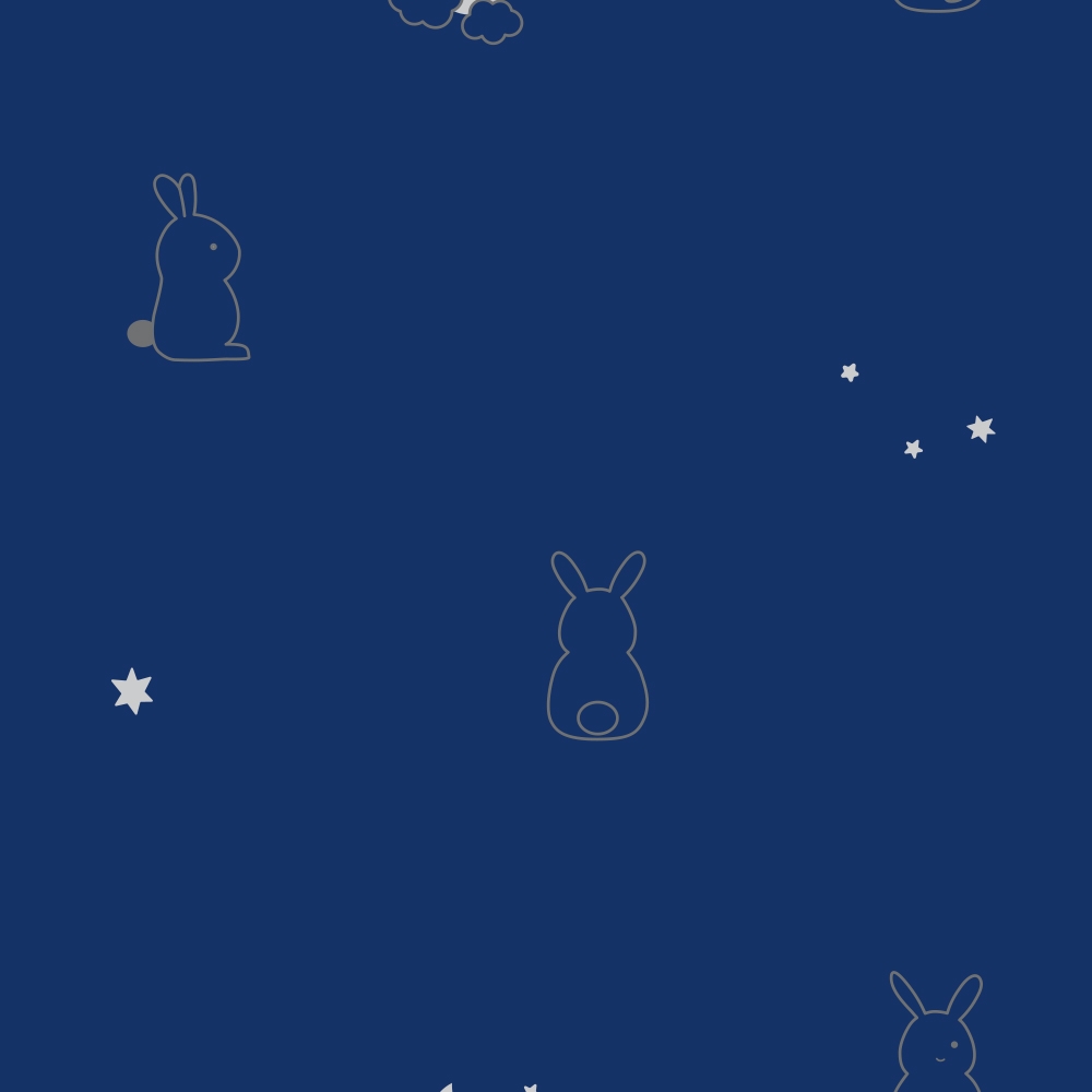 純棉兔子印花單人床包-午夜藍產品圖