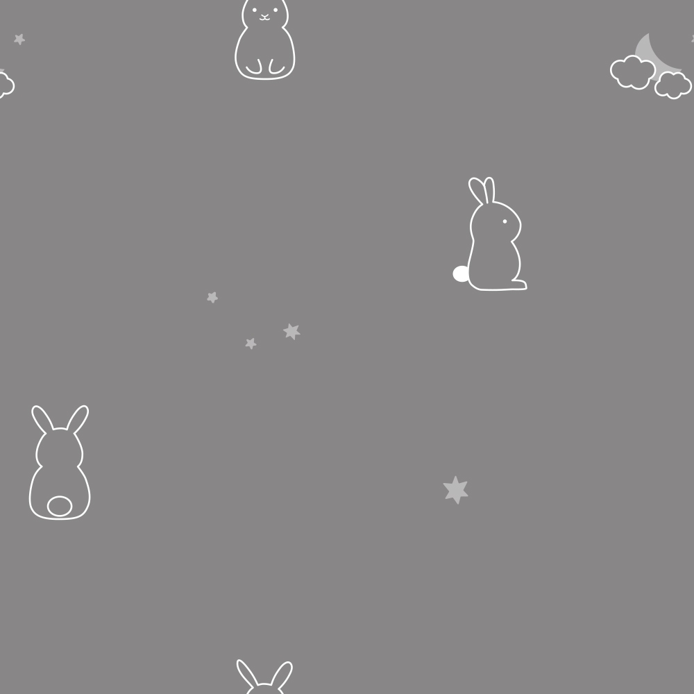 純棉兔子印花單人床包-岩石灰產品圖