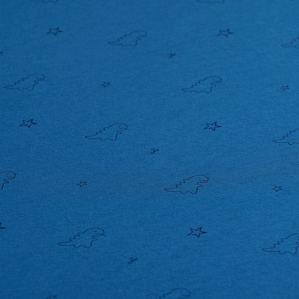 純棉恐龍印花特大床包-普魯士藍產品圖