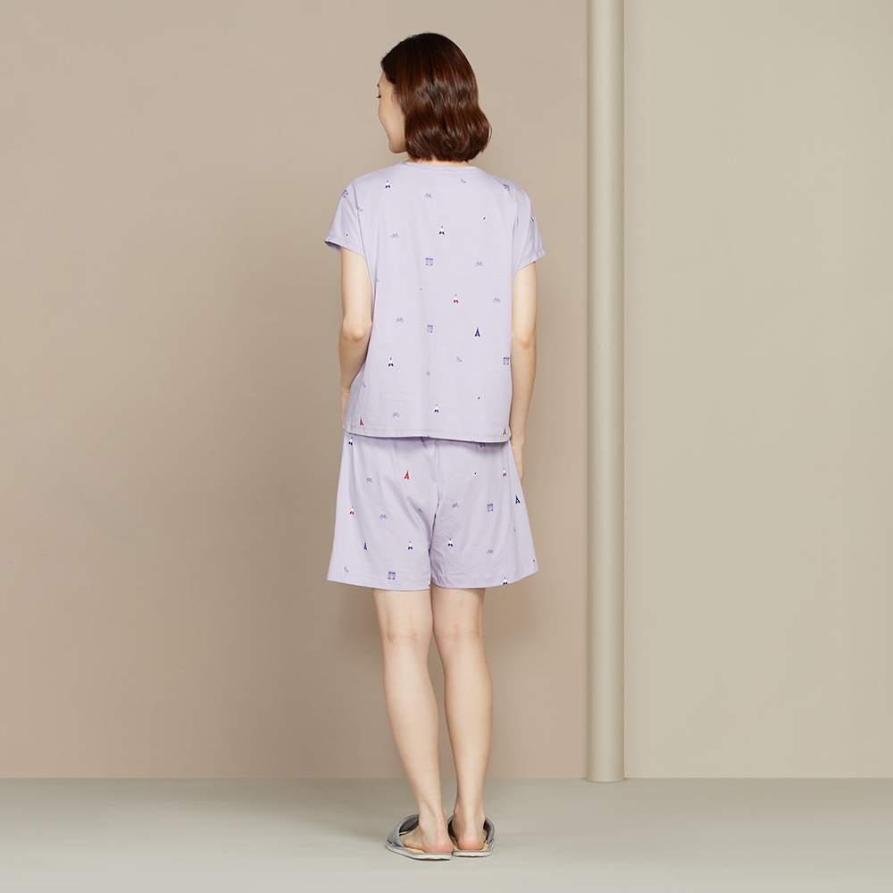 巴黎印花連袖上衣-薰衣草紫產品圖