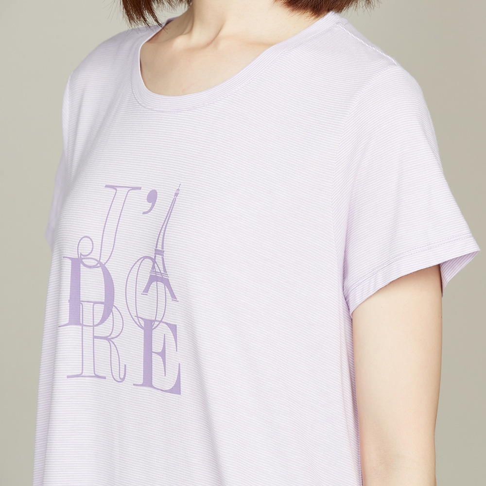 【竹纖維】J'adore網印短袖洋裝-薰衣草紫產品圖